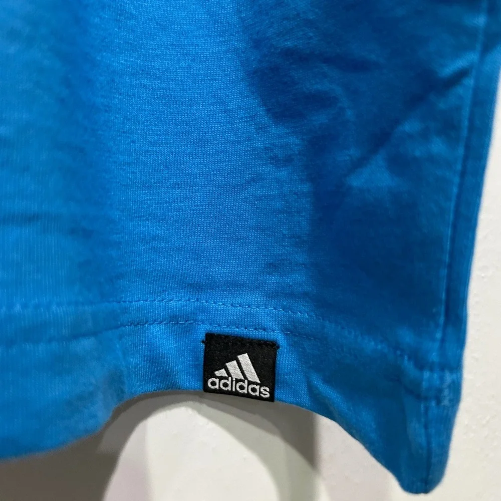 Adidas T-Shirt Mens 2XLT End Plastic Waste Blue Graphic Cotton M Boost‎ Rocket